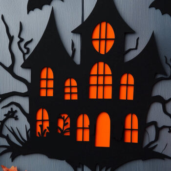 Intra απο ξύλο plywood 3mm-4mm πάχος – Spooktacular Haunted House Δίασταση 20x20 cm INTRAFABR-104118759 - Image 1