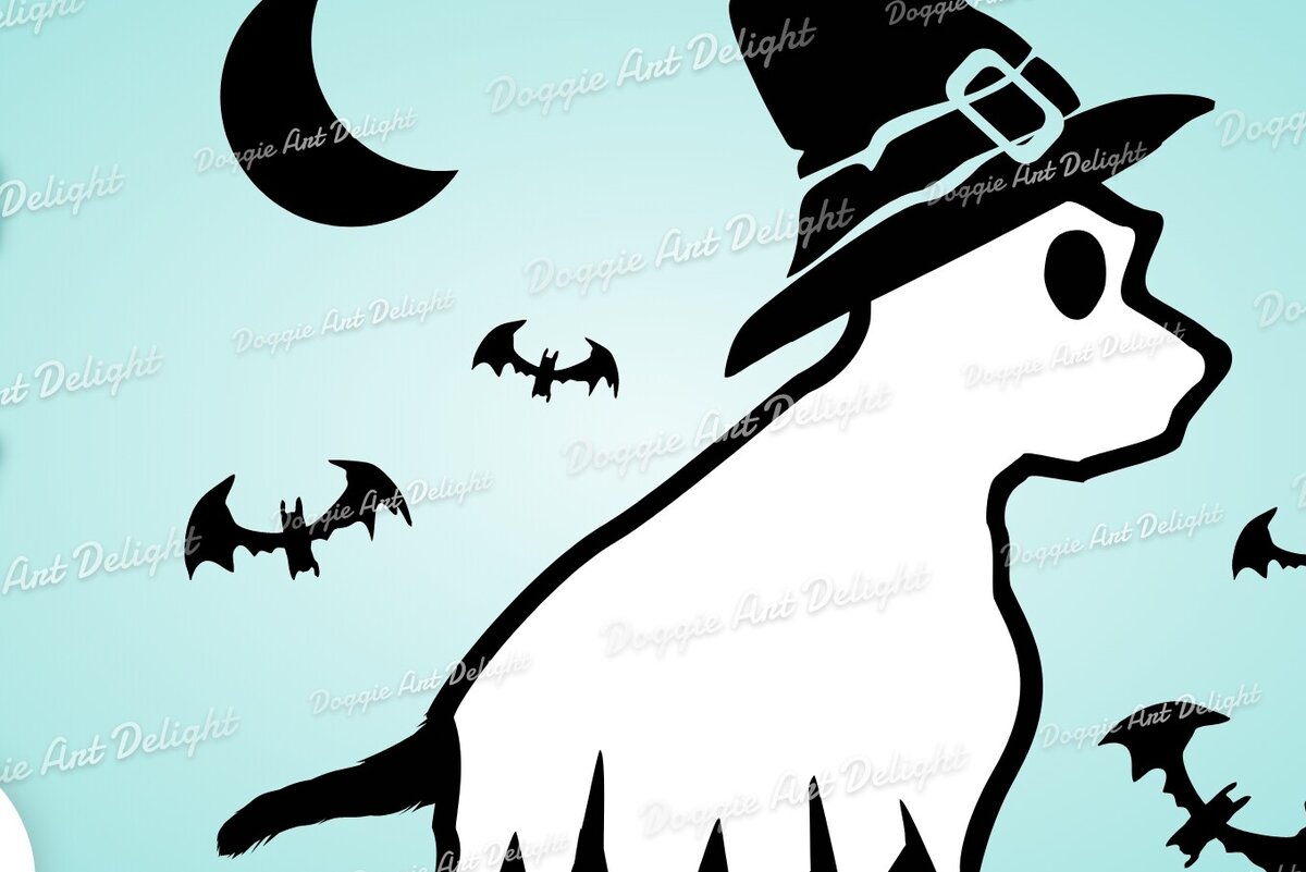 Intra απο ξύλο plywood 3mm-4mm πάχος – Spooky Dog Halloween Clipart Westie Δίασταση  20x20 cm INTRAFABR-78210990