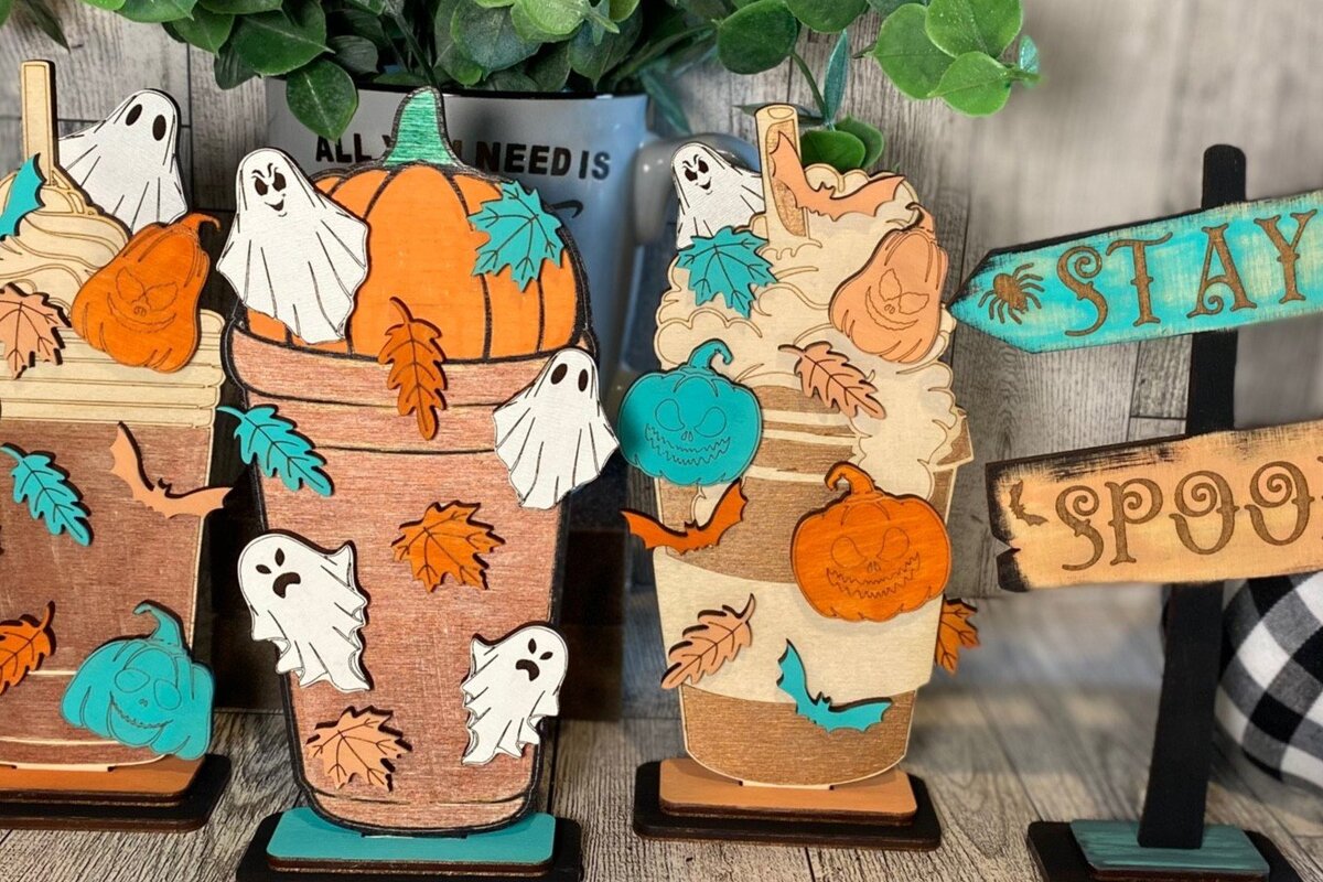 Intra απο ξύλο plywood 3mm-4mm πάχος – Spooky Fall Coffee Laser Δίασταση  20x20 cm INTRAFABR-38013414