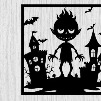 Intra απο ξύλο plywood 3mm-4mm πάχος – Spooky Ghost Halloween House Metal Art Δίασταση  20x20 cm INTRAFABR-101458008 - Image 1