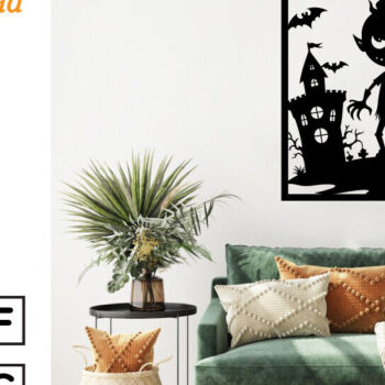 Intra απο ξύλο plywood 3mm-4mm πάχος – Spooky Ghost Halloween House Metal Art Δίασταση  20x20 cm INTRAFABR-101458008 - Image 2