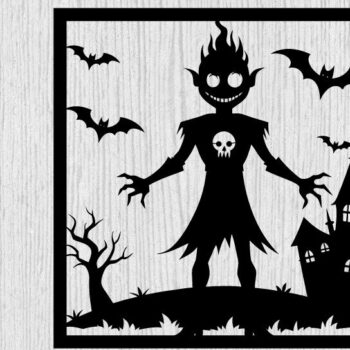 Intra απο ξύλο plywood 3mm-4mm πάχος – Spooky Ghost Halloween House Metal Art Δίασταση  20x20 cm INTRAFABR-101458343 - Image 1