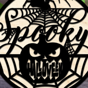 Intra απο ξύλο plywood 3mm-4mm πάχος – Τρομακτικό στρογγυλό σημάδι αποκριών 16 ιντσών Δίασταση  20x20 cm INTRAFABR-74380359