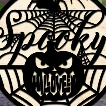 Intra απο ξύλο plywood 3mm-4mm πάχος – Τρομακτικό στρογγυλό σημάδι αποκριών 16 ιντσών Δίασταση  20x20 cm INTRAFABR-74380359 - Image 1