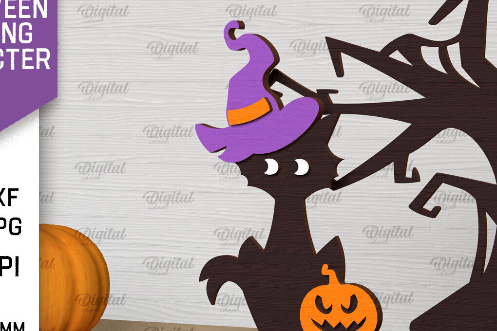 Intra απο ξύλο plywood 3mm-4mm πάχος – Τρομακτικό  αποκοπής λέιζερ γάτας αποκριών Δίασταση  20x20 cm INTRAFABR-103994830