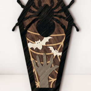 Intra απο ξύλο plywood 3mm-4mm πάχος – Τρομακτικό φέρετρο αποκριών με αράχνη Δίασταση  20x20 cm INTRAFABR-104254300