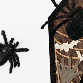 Intra απο ξύλο plywood 3mm-4mm πάχος – Τρομακτικό φέρετρο αποκριών με αράχνη Δίασταση  20x20 cm INTRAFABR-104254300 - Image 2