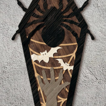 Intra απο ξύλο plywood 3mm-4mm πάχος – Τρομακτικό φέρετρο αποκριών με αράχνη Δίασταση  20x20 cm INTRAFABR-104254300 - Image 4