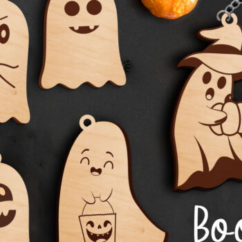 Intra απο ξύλο plywood 3mm-4mm πάχος – Spooky Halloween Ghost Keychains Δίασταση  5x5 cm INTRAFABR-76551648 - Image 1