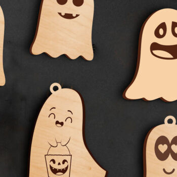 Intra απο ξύλο plywood 3mm-4mm πάχος – Spooky Halloween Ghost Keychains Δίασταση  5x5 cm INTRAFABR-76551648 - Image 3