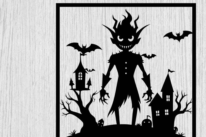 Intra απο ξύλο plywood 3mm-4mm πάχος – Τρομακτικό μεταλλικό τοίχο από Halloween House Δίασταση  20x20 cm INTRAFABR-101282425