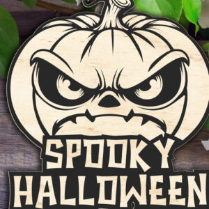 Intra απο ξύλο plywood 3mm-4mm πάχος – Τρομακτικό σημάδι κολοκύθας αποκριών Δίασταση  20x20 cm INTRAFABR-102296107