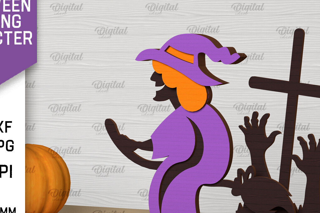 Intra απο ξύλο plywood 3mm-4mm πάχος – Τρομακτικό  αποκοπής με λέιζερ μάγισσας αποκριών Δίασταση  20x20 cm INTRAFABR-103994854