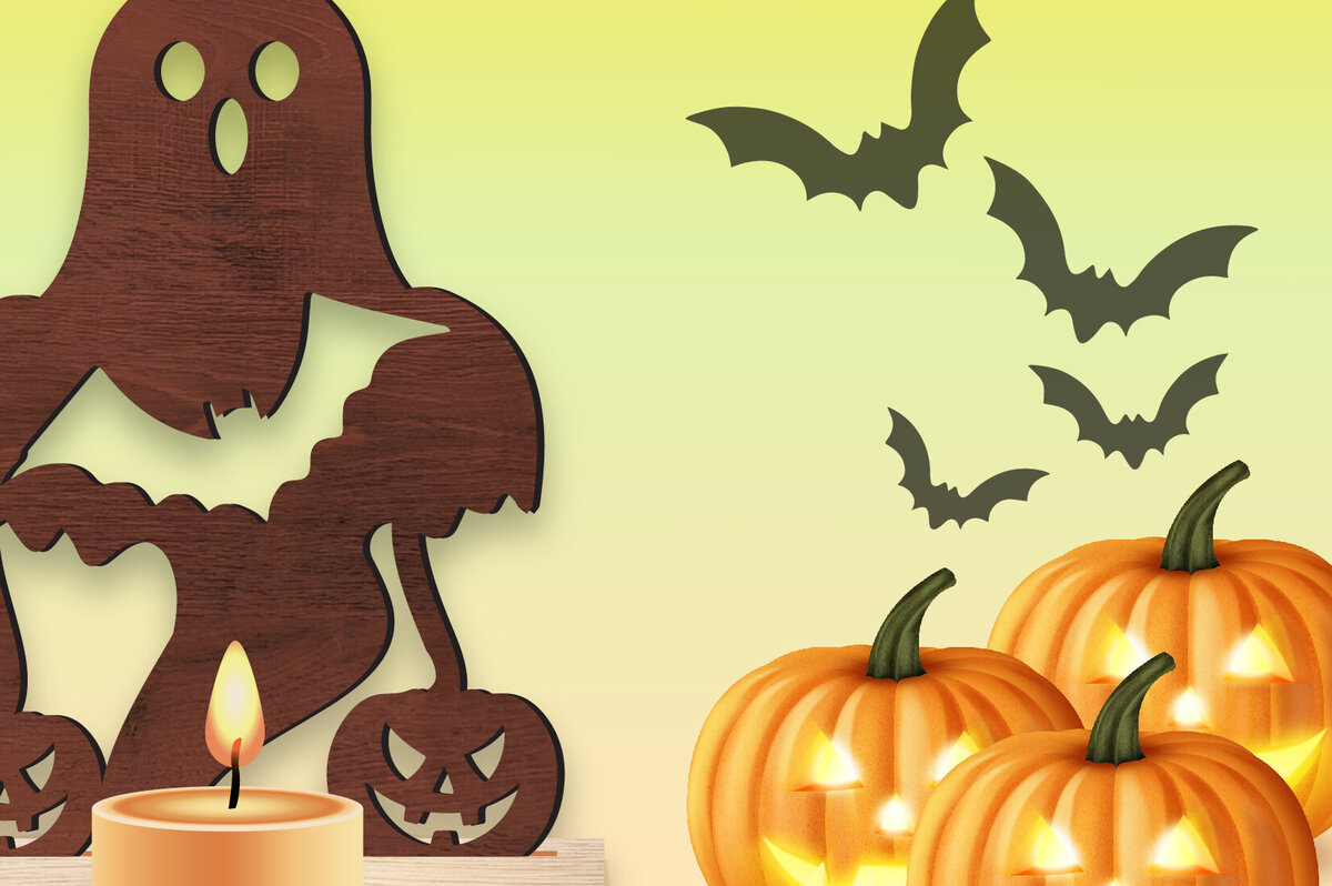 Intra απο ξύλο plywood 3mm-4mm πάχος – Spooky Shadow Κηροπήγιο Δίασταση  20x20 cm INTRAFABR-106062215