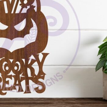 Intra απο ξύλο plywood 3mm-4mm πάχος – Spooky Treats Halloween Sign Laser Δίασταση  40x30 cm INTRAFABR-100501516 - Image 1