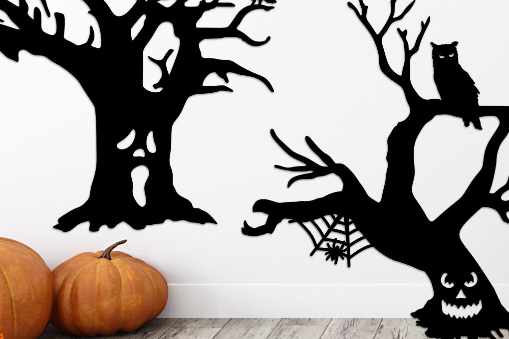 Intra απο ξύλο plywood 3mm-4mm πάχος – Αρχεία αποκοπής με λέιζερ τρομακτικά δέντρα Δίασταση  20x20 cm INTRAFABR-17571728