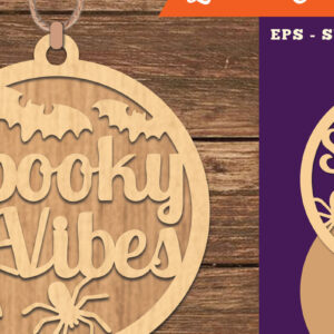 Intra απο ξύλο plywood 3mm-4mm πάχος – Spooky Vibes Στολίδι κοπής με λέιζερ Δίασταση  20x20 cm INTRAFABR-111385576