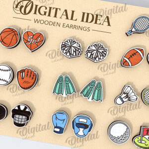 Intra απο ξύλο plywood 3mm-4mm πάχος – Αθλητικά σκουλαρίκια Bundle Δίασταση  5x5 cm INTRAFABR-116496654