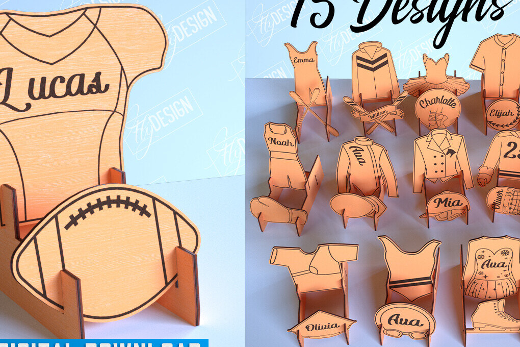 Intra απο ξύλο plywood 3mm-4mm πάχος – Πακέτο αθλητικών φανελών | Αθλητική πινακίδα | CNC Δίασταση  20x20 cm INTRAFABR-101105898