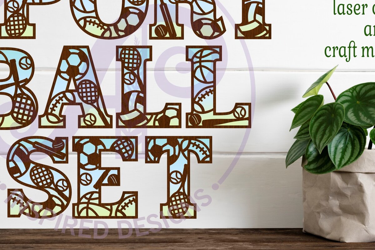 Intra απο ξύλο plywood 3mm-4mm πάχος – Sports Ball Alphabet Σετ 66 Γραμμάτων Δίασταση  20x20 cm INTRAFABR-114434222