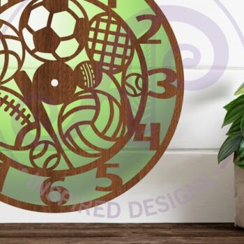 Intra απο ξύλο plywood 3mm-4mm πάχος – Αθλητική μπάλα Ρολόι τοίχου Αρχεία κοπής με λέιζερ Δίασταση  40x30 cm INTRAFABR-88785018 - Image 2