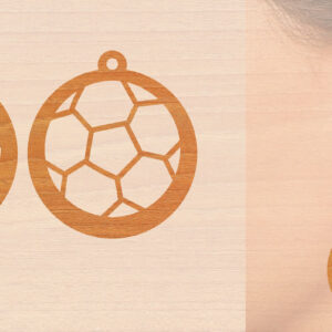 Intra απο ξύλο plywood 3mm-4mm πάχος – Αθλητικά Ξύλινα Σκουλαρίκια με Μπάλα Laser Δίασταση  5x5 cm INTRAFABR-97988920