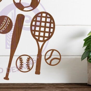 Intra απο ξύλο plywood 3mm-4mm πάχος – Σχήματα κοπής με λέιζερ σιλουέτα αθλητικών μπάλων Δίασταση  20x20 cm INTRAFABR-88645596 - Image 1