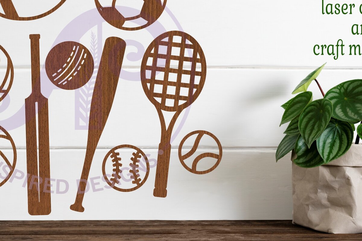 Intra απο ξύλο plywood 3mm-4mm πάχος – Σχήματα κοπής με λέιζερ σιλουέτα αθλητικών μπάλων Δίασταση  20x20 cm INTRAFABR-88645596