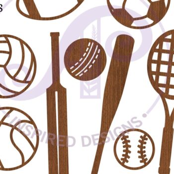 Intra απο ξύλο plywood 3mm-4mm πάχος – Σχήματα κοπής με λέιζερ σιλουέτα αθλητικών μπάλων Δίασταση  20x20 cm INTRAFABR-88645596 - Image 3