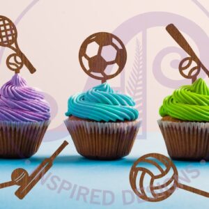 Intra απο ξύλο plywood 3mm-4mm πάχος – Sports Cupcake Toppers, 7 Σχέδια Δίασταση  20x20 cm INTRAFABR-89721236