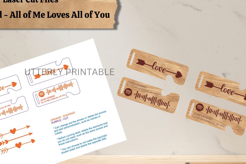 Intra απο ξύλο plywood 3mm-4mm πάχος – Αρχείο κοπής λέιζερ με μπρελόκ Spotify Couples Δίασταση  5x5 cm INTRAFABR-58808856