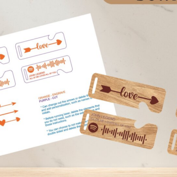 Intra απο ξύλο plywood 3mm-4mm πάχος – Αρχείο κοπής λέιζερ με μπρελόκ Spotify Couples Δίασταση  5x5 cm INTRAFABR-58808856 - Image 2