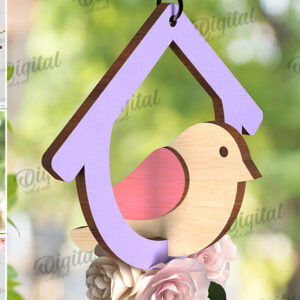 Intra απο ξύλο plywood 3mm-4mm πάχος – Δέσμη κοπής με λέιζερ Spring Bird Decor Δίασταση  20x20 cm INTRAFABR-116202137