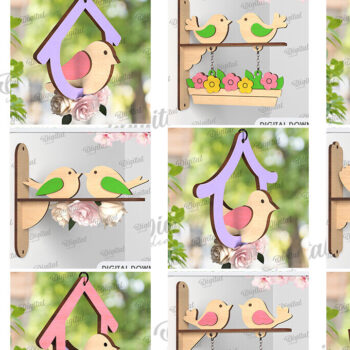 Intra απο ξύλο plywood 3mm-4mm πάχος – Δέσμη κοπής με λέιζερ Spring Bird Decor Δίασταση  20x20 cm INTRAFABR-116202137 - Image 2
