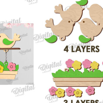 Intra απο ξύλο plywood 3mm-4mm πάχος – Δέσμη κοπής με λέιζερ Spring Bird Decor Δίασταση  20x20 cm INTRAFABR-116202137 - Image 4