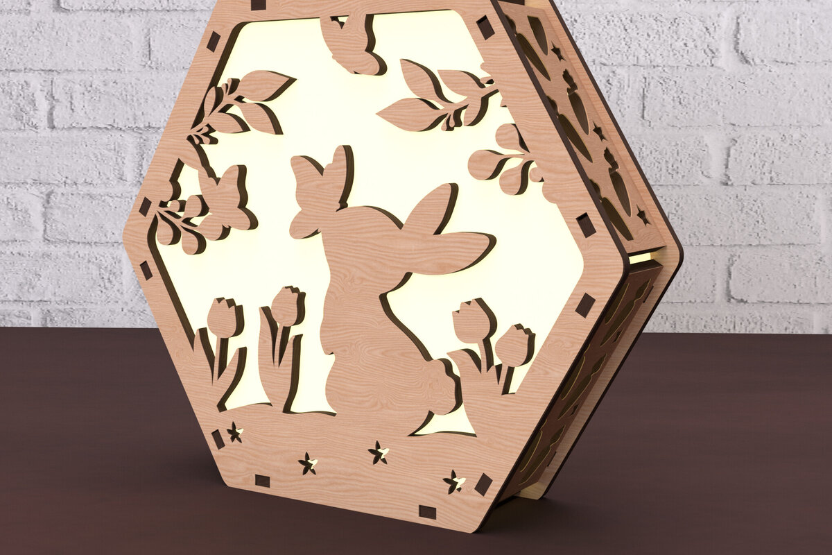 Intra απο ξύλο plywood 3mm-4mm πάχος – Κηροπήγιο Spring Bunny Δίασταση  20x20 cm INTRAFABR-116522644