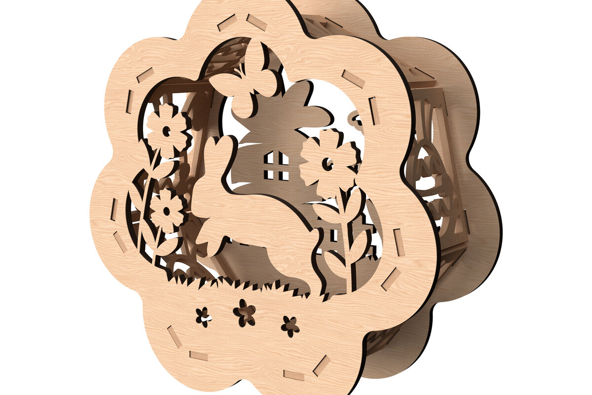 Intra απο ξύλο plywood 3mm-4mm πάχος – Κηροπήγιο Scene Spring Bunny Δίασταση  20x20 cm INTRAFABR-114142786