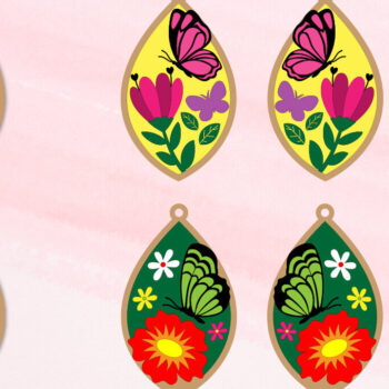 Intra απο ξύλο plywood 3mm-4mm πάχος – Ανοιξιάτικα σκουλαρίκια 2 Δίασταση  5x5 cm INTRAFABR-92606348 - Image 1