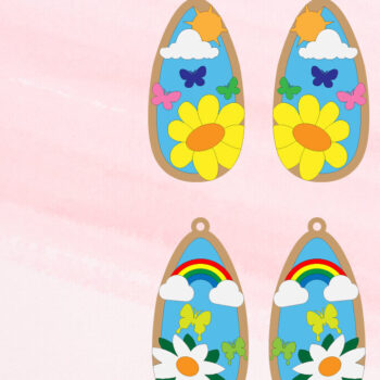 Intra απο ξύλο plywood 3mm-4mm πάχος – Ανοιξιάτικα σκουλαρίκια 3 Δίασταση 5x5 cm INTRAFABR-92913451 - Image 1