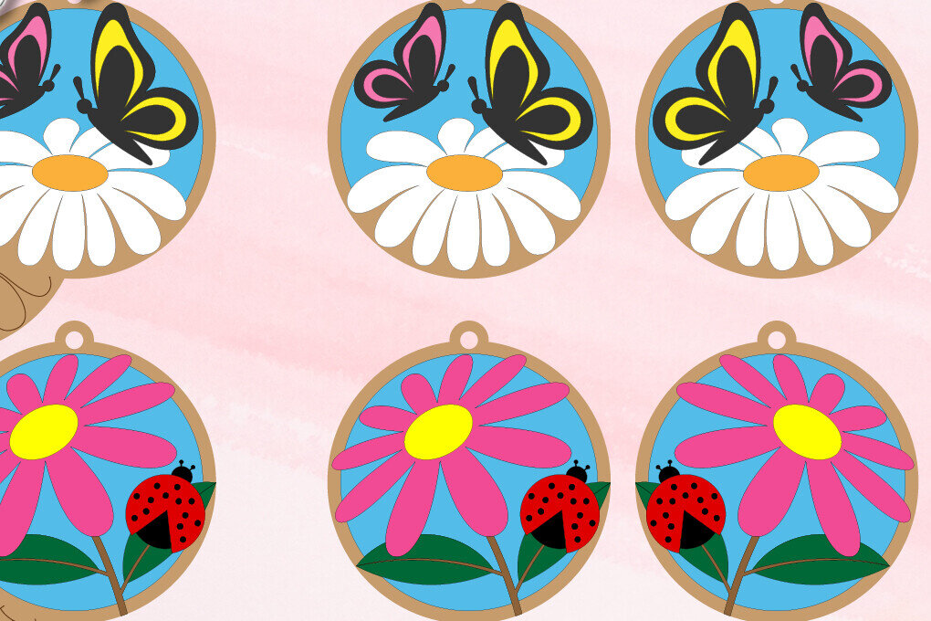 Intra απο ξύλο plywood 3mm-4mm πάχος – Ανοιξιάτικα Σκουλαρίκια 4 | Cut and Sc Δίασταση  5x5 cm INTRAFABR-93441139