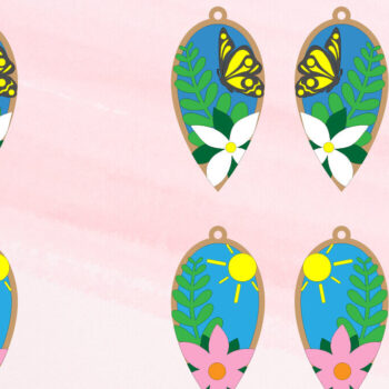 Intra απο ξύλο plywood 3mm-4mm πάχος – Ανοιξιάτικα σκουλαρίκια 5 Δίασταση 5x5 cm INTRAFABR-93868790 - Image 1