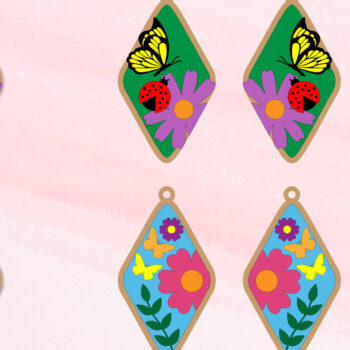 Intra απο ξύλο plywood 3mm-4mm πάχος – Ανοιξιάτικα Σκουλαρίκια-Cut και Score Δίασταση  5x5 cm INTRAFABR-92379846 - Image 1