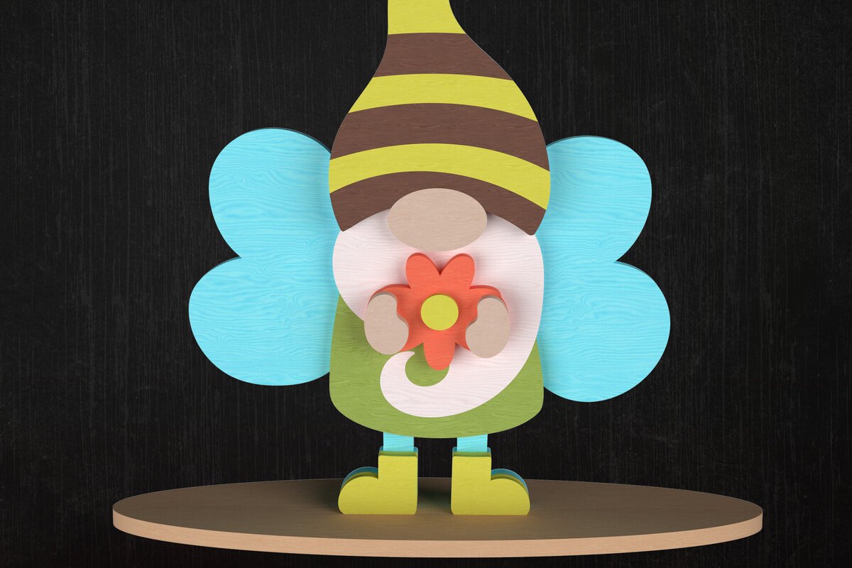 Intra απο ξύλο plywood 3mm-4mm πάχος – Διακόσμηση με Spring Fairy Gnome Δίασταση  20x20 cm INTRAFABR-113513992