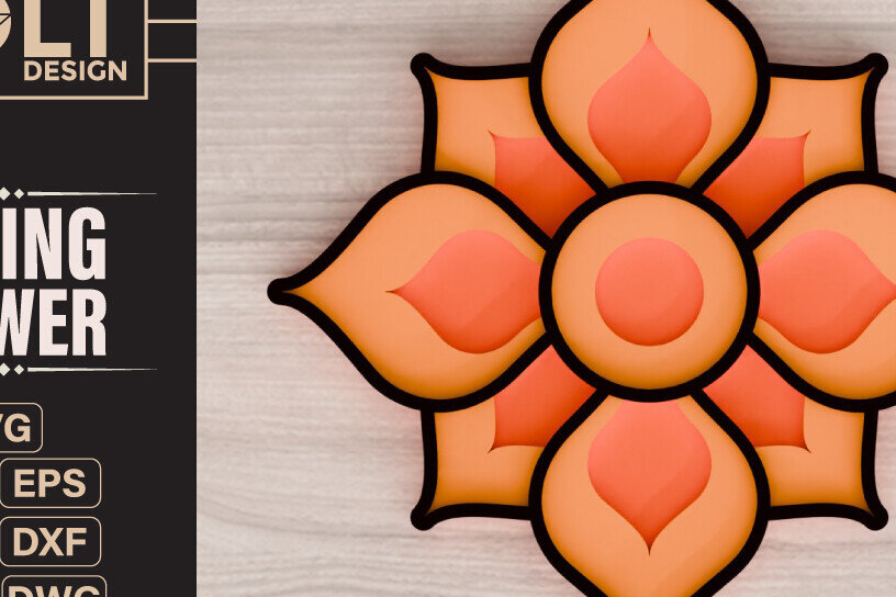 Intra απο ξύλο plywood 3mm-4mm πάχος – Ανοιξιάτικο λουλούδι 3d  κοπής με λέιζερ Δίασταση  20x20 cm INTRAFABR-92828517