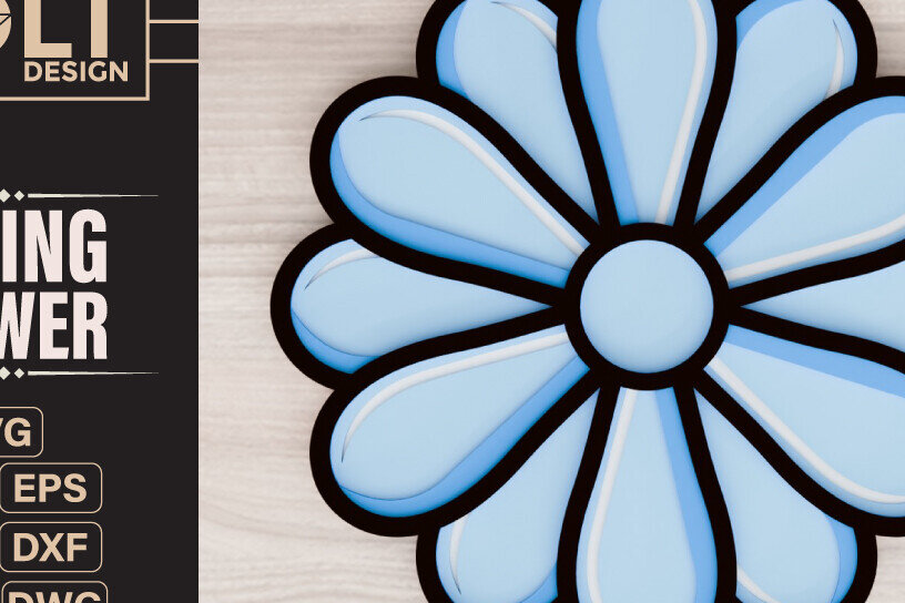 Intra απο ξύλο plywood 3mm-4mm πάχος – Ανοιξιάτικο λουλούδι 3d  κοπής με λέιζερ Δίασταση  20x20 cm INTRAFABR-92828551