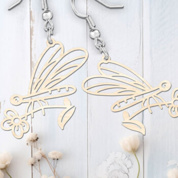 Intra απο ξύλο plywood 3mm-4mm πάχος – Σκουλαρίκια λέιζερ Spring Flower Dragonfly Δίασταση  5x5 cm INTRAFABR-118421344 - Image 3