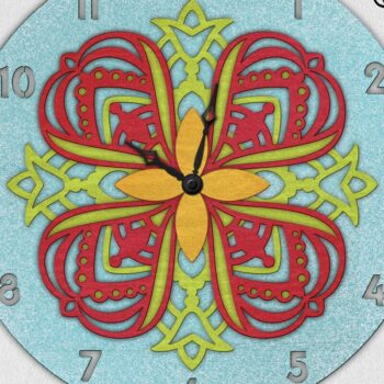 Intra απο ξύλο plywood 3mm-4mm πάχος – Ανοιξιάτικα λουλούδια Mandala Ρολόι Δίασταση  20x20 cm INTRAFABR-95903510 - Image 1