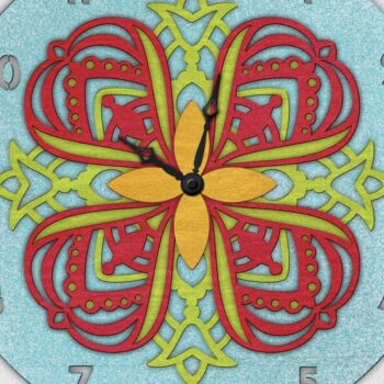 Intra απο ξύλο plywood 3mm-4mm πάχος – Ανοιξιάτικα λουλούδια Mandala Ρολόι Δίασταση  20x20 cm INTRAFABR-95903510 - Image 2