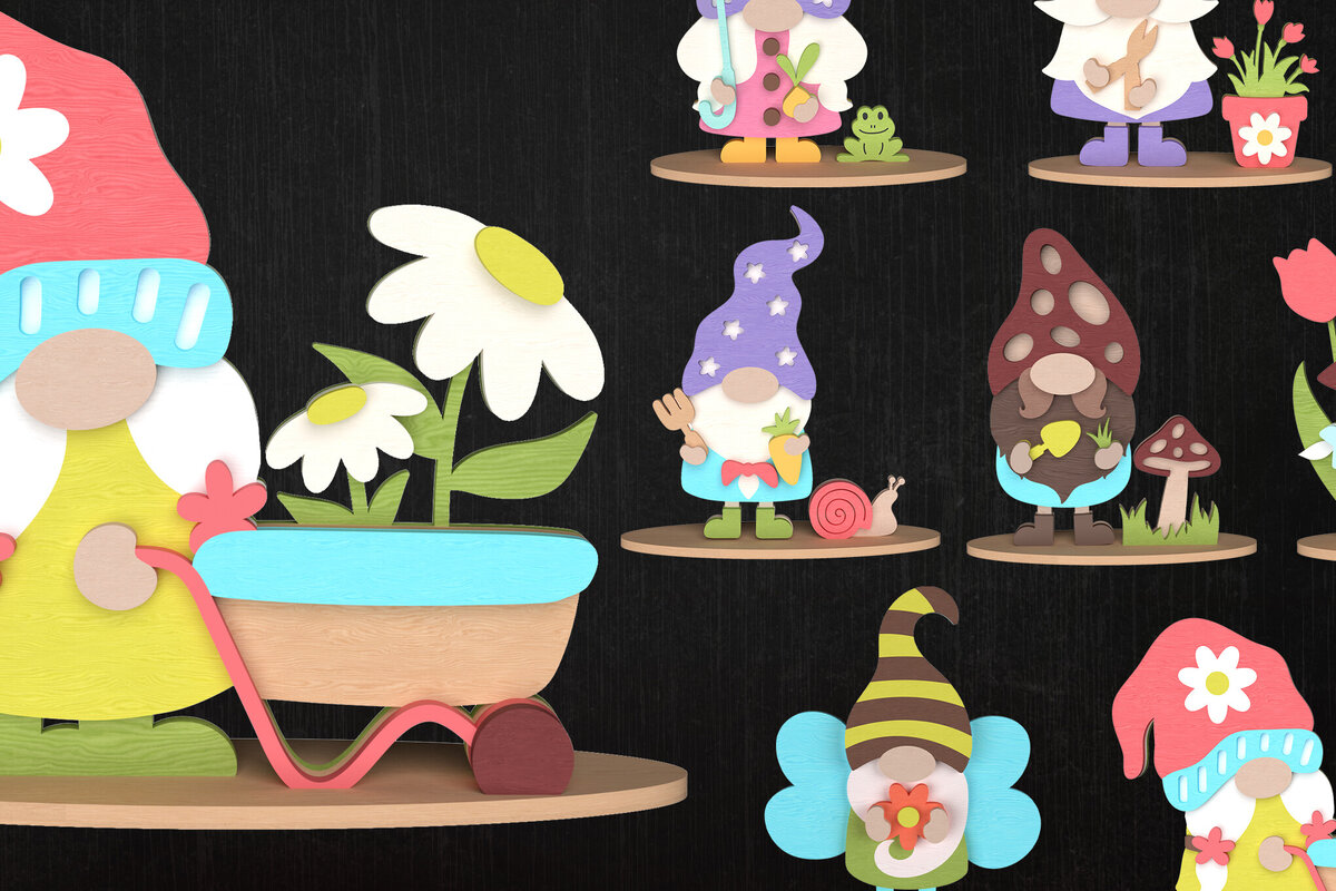 Intra απο ξύλο plywood 3mm-4mm πάχος – Διακόσμηση κοπής με λέιζερ με δέσμη Spring Gnome Δίασταση  20x20 cm INTRAFABR-113514165