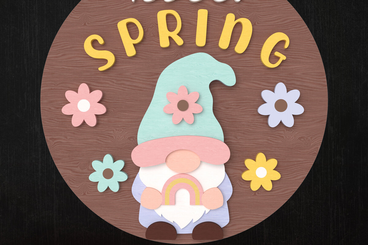 Intra απο ξύλο plywood 3mm-4mm πάχος – Spring Gnome Στρογγυλή πινακίδα Cut Laser Δίασταση  20x20 cm INTRAFABR-112942229